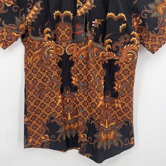 France Martine Batik Print Short Sleeve Shirt Men's Size L – 100% Cotton - Picture 3 of 9